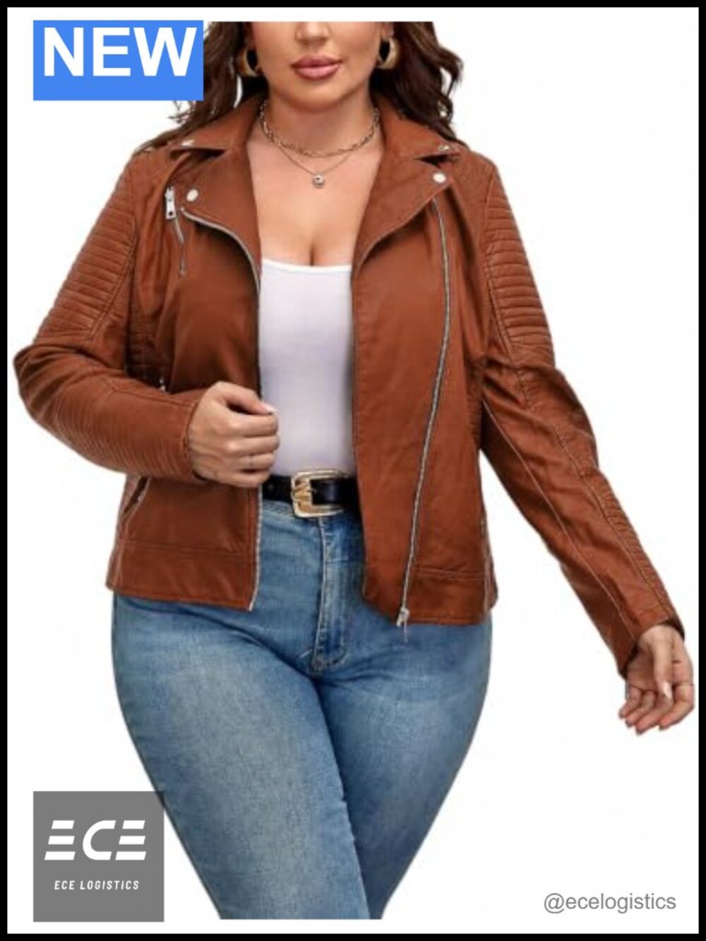 Plus Size Faux Leather Moto Jacket Asymmetrical Zip Quilted Shoulder